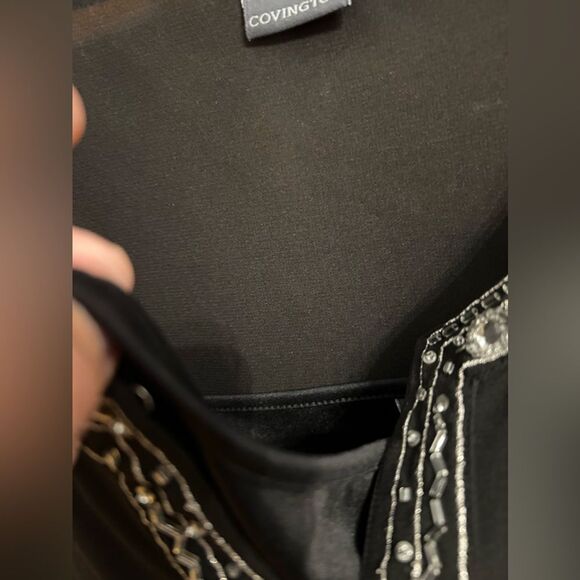 Covington long black two layer blouse, cami snaps into shirt, great condition - Picture 6 of 8